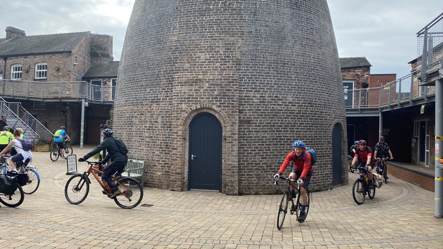Biking to Bottle Ovens - Setting off from Dudson Museum