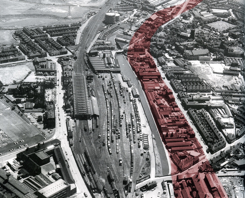 Stoke in 1961 showing the area subsequently lost to the D Road